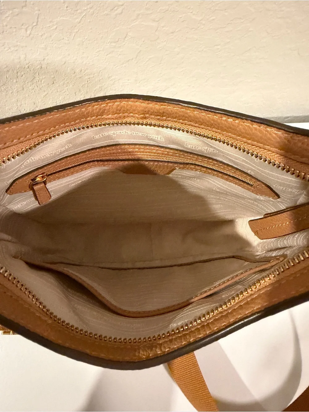kate spade Caramel Pebbled Leather Crossbody with Adjustable Web Strap